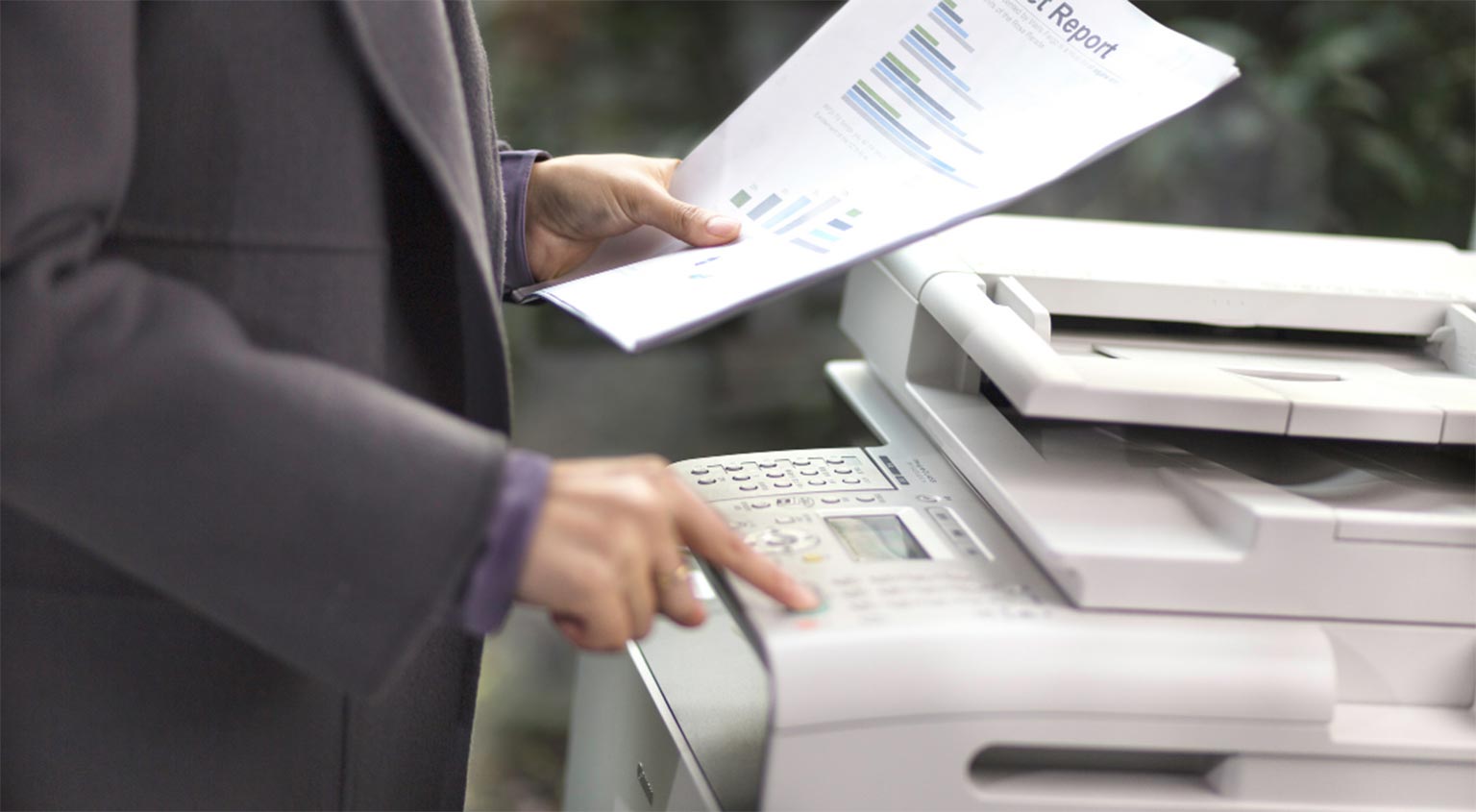 Collecting a printed report from a CDS multifunction printer